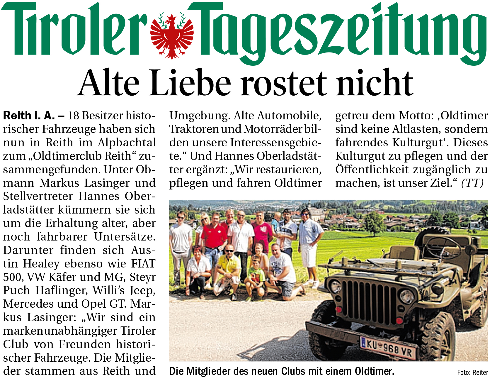 Ausschnitt aus der Tiroler Tageszeitung